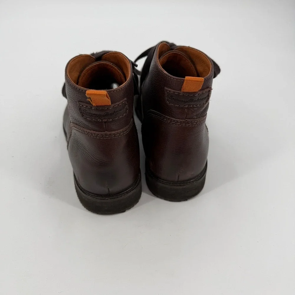 Tommy Bahama Mens Dark Brown Pebbled Leather Chukka Lace Up Boots Rugged Durable